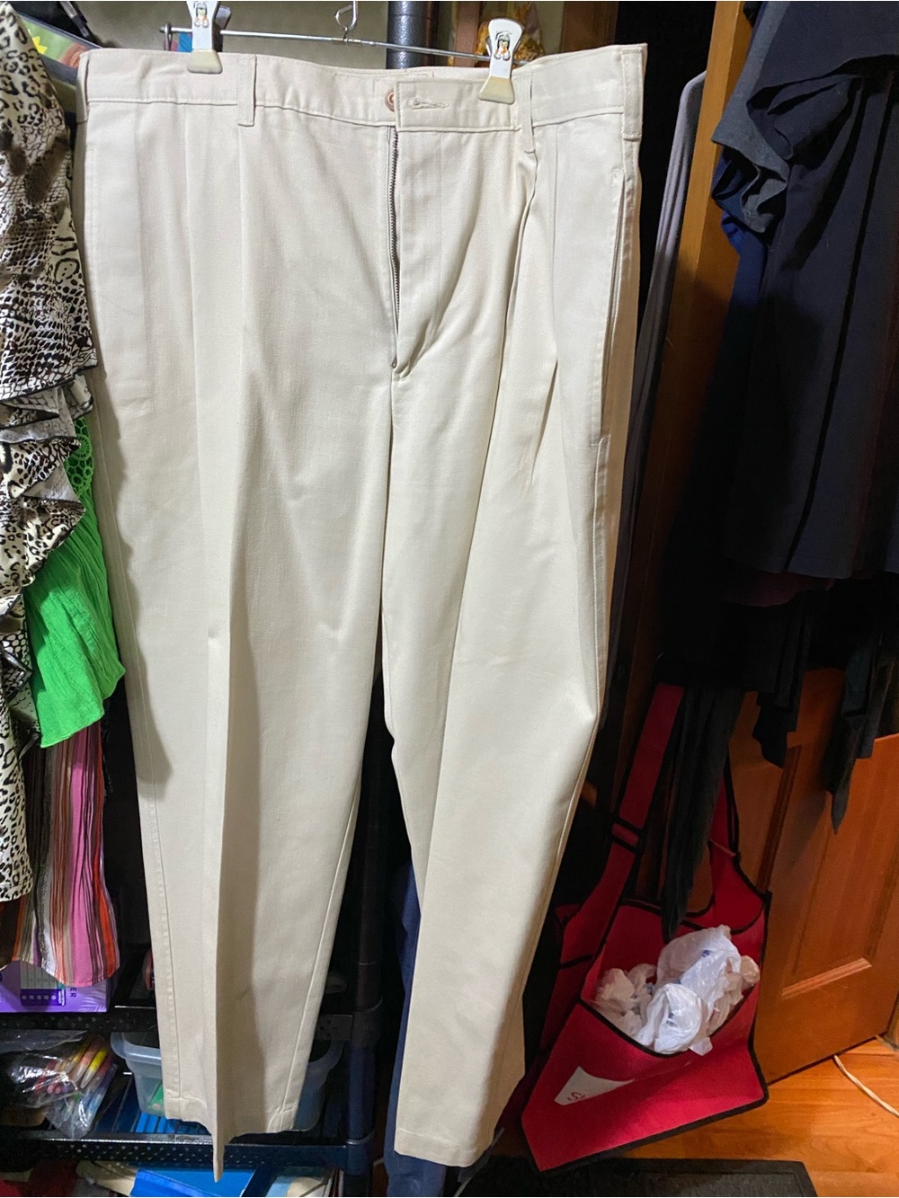 2 Pairs Farah Men's Cream Pleated Dress Pants - 38 x 29 and 38 x 30